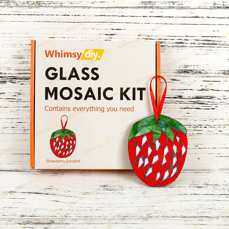 Whimsy DIY Strawberry Pendant Glass Mosaic Kit Puzzles