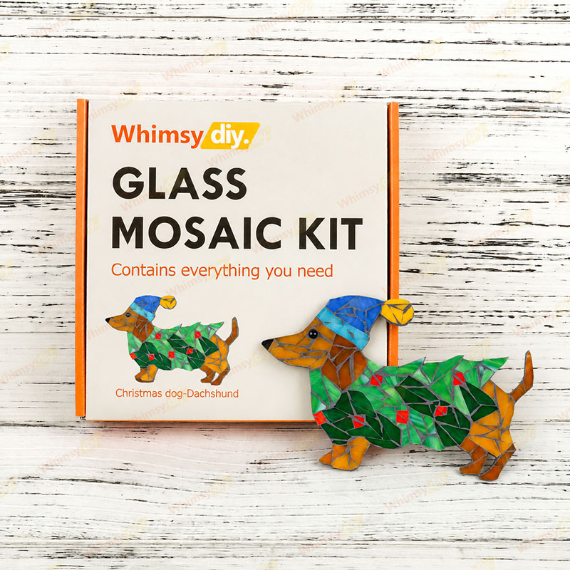 Whimsy DIY Christmas Dog-Dachshund Glass Mosaic Kit Puzzles