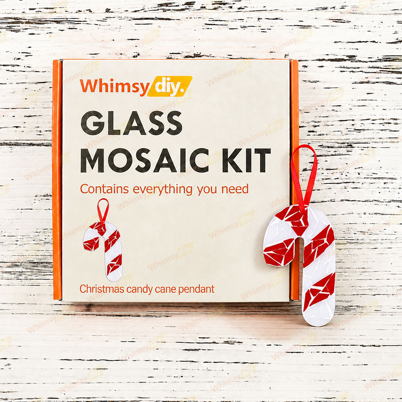 Whimsy DIY Christmas Candy Cane pendant Glass Mosaic Kit Puzzles