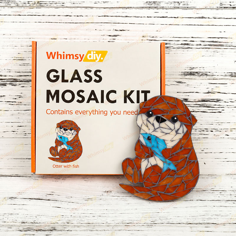 Whimsy DIY Otter With Fish Glass Mosaic Kit Puzzles