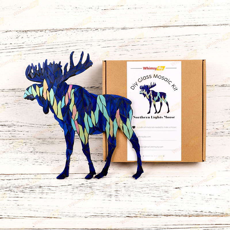 Northern Lights Moose Glass Mosaic Kit | DIY Arts & Crafts Kit for Adults