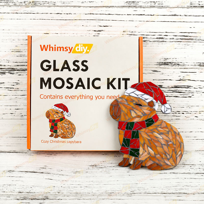 Whimsy DIY Cozy Christmas Capybara  Glass Mosaic Kit Puzzles