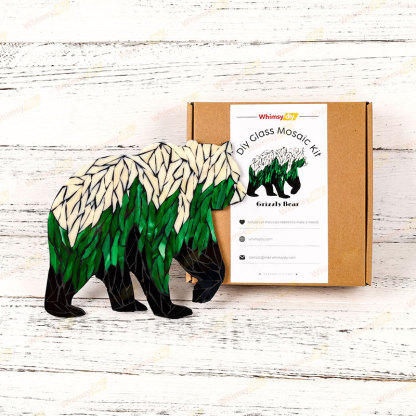 Grizzly Bear Glass Mosaic Kit | DIY Arts & Crafts Kit for Adults