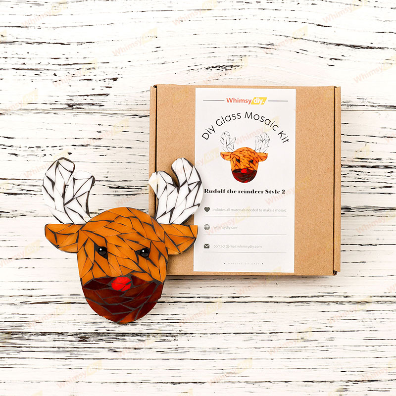 Rudolf The Reindeer Style-2 Glass Mosaic Kit-Ships on 8/10