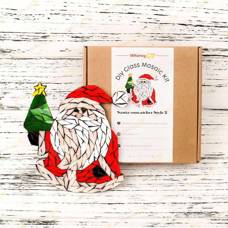 Santa Suncatcher Style 2 Glass Mosaic Kit