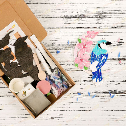 Moon Bluebird Glass Mosaic Kit