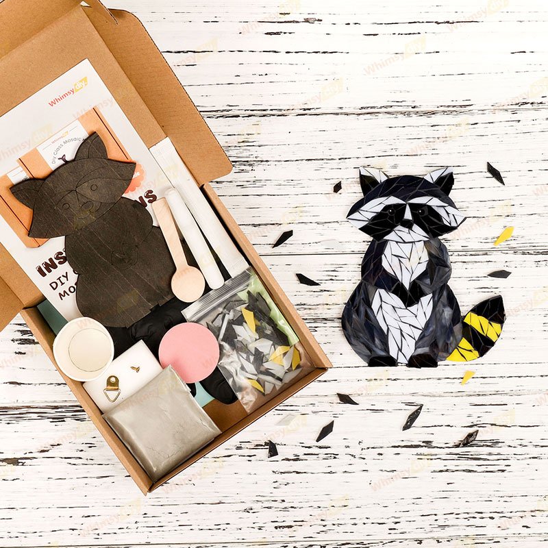 A standing raccoon Glass Mosaic Kit-Ships on 8/10