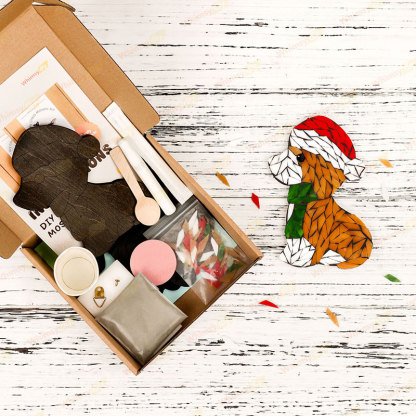 Christmas Holiday Puppy Glass Mosaic Kit