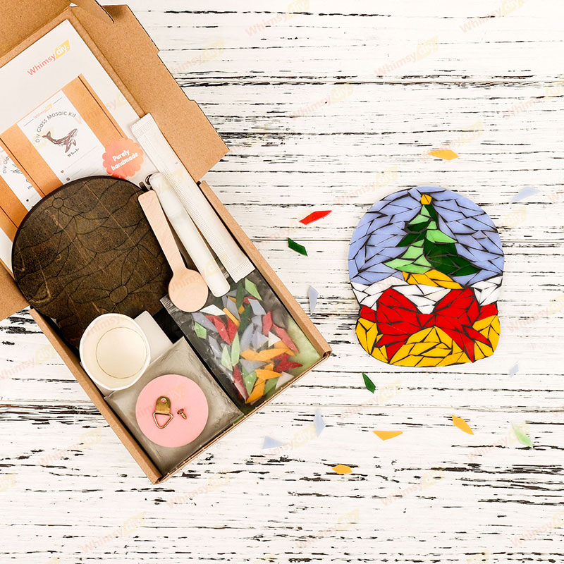 Christmas Tree Snow Globe Glass Mosaic Kit