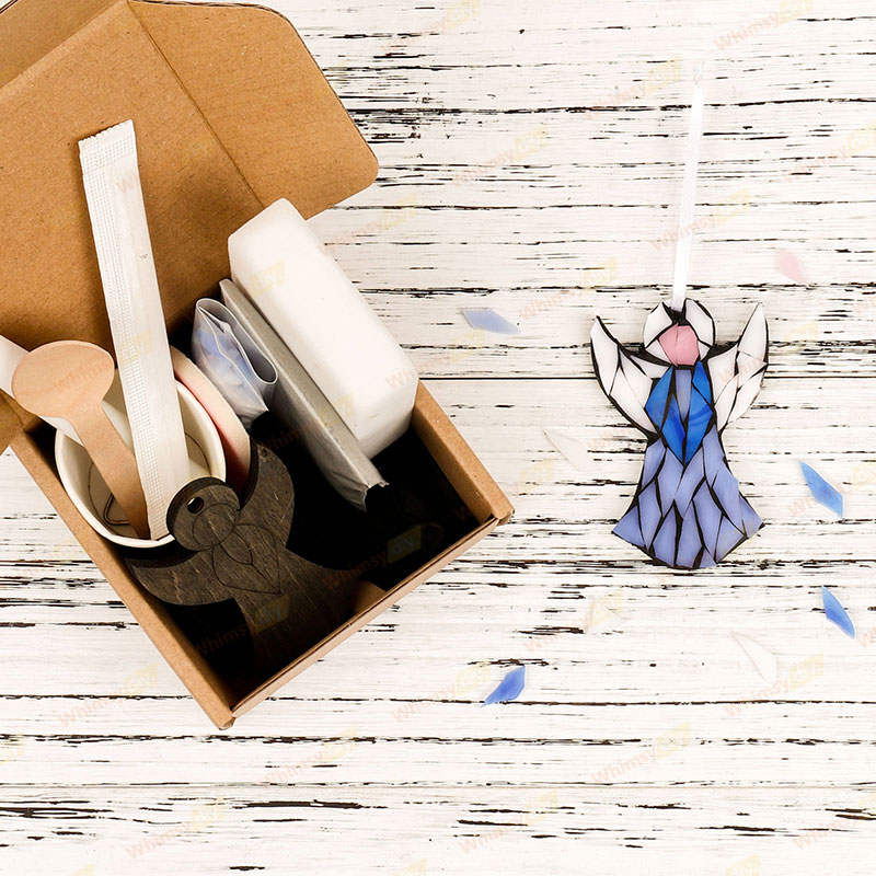 Blue Angel Christmas Ornaments Glass Mosaic Kit