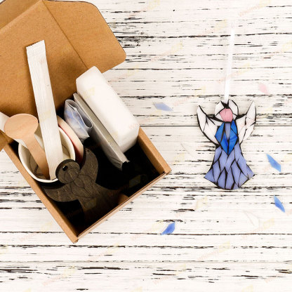 Blue Angel Christmas Ornaments Glass Mosaic Kit