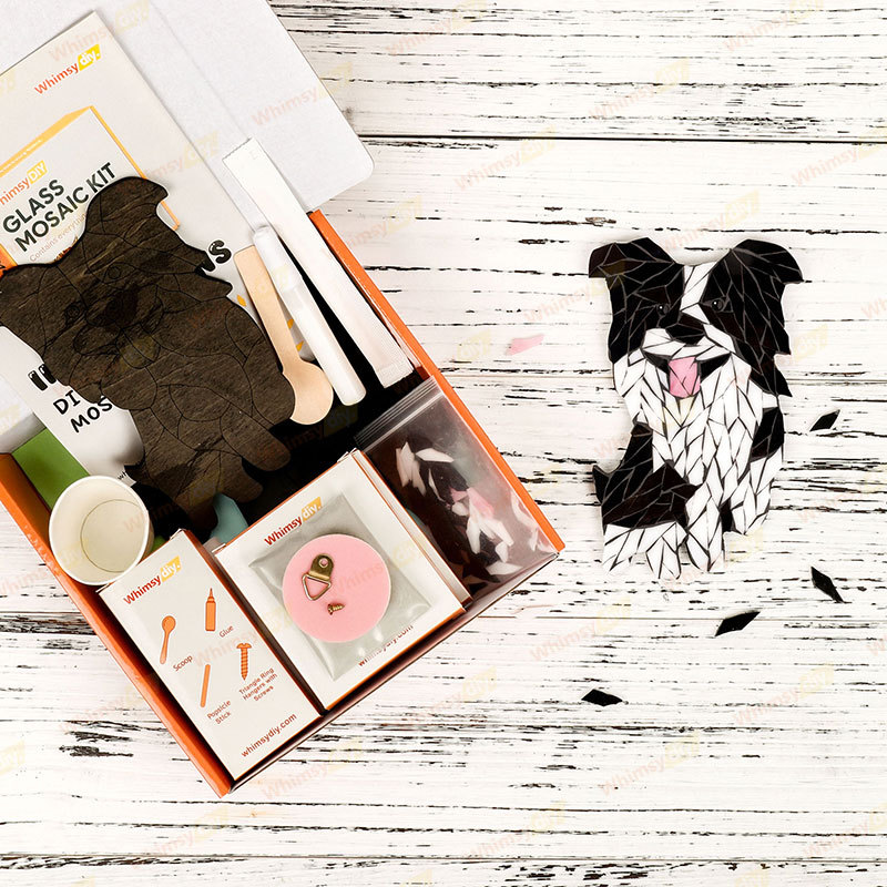 Black Border Collie Glass Mosaic Kit