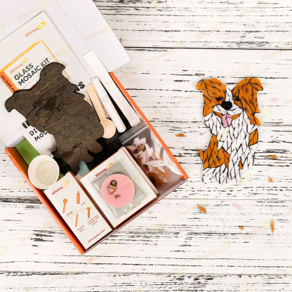 Brown Border Collie Glass Mosaic Kit