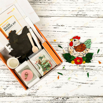 Whimsy DIY Hen with Flowers Glass Mosaic Kit Puzzles