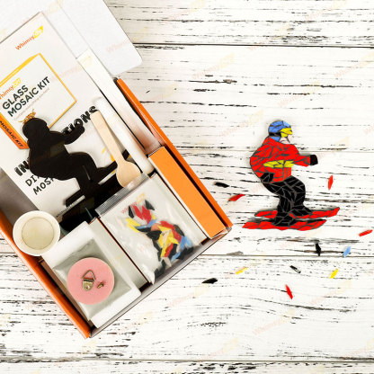 Whimsy DIY Skier Glass Mosaic Kit Puzzles