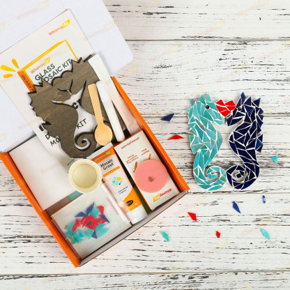 Whimsy DIY Double Sea Horse Glass Mosaic Kit Puzzles