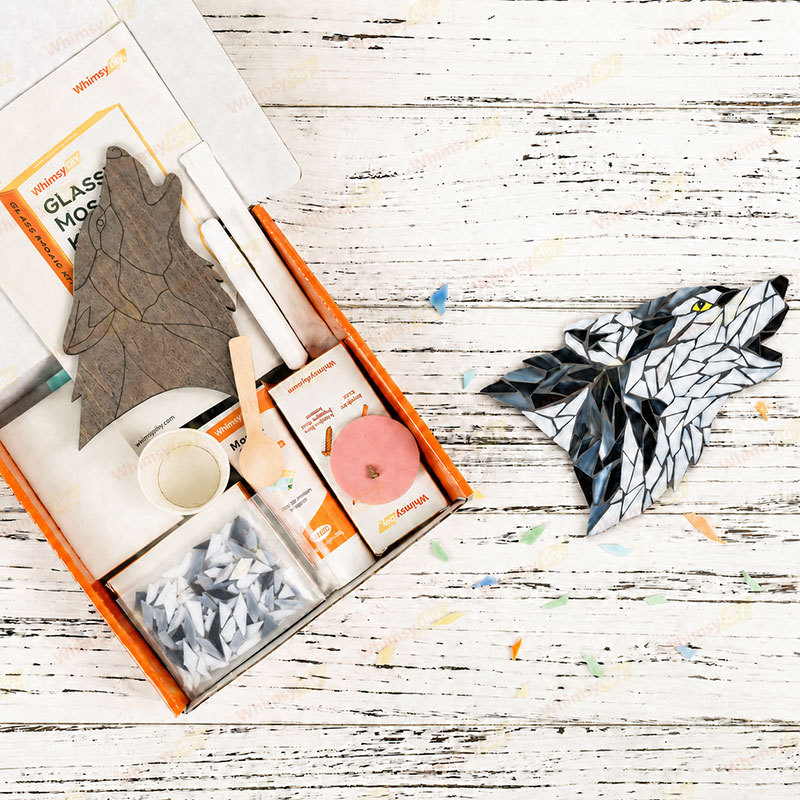 Whimsy DIY Gray Wolf Glass Mosaic Kit Puzzles