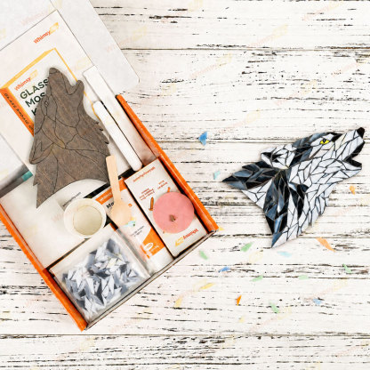 Whimsy DIY Gray Wolf Glass Mosaic Kit Puzzles