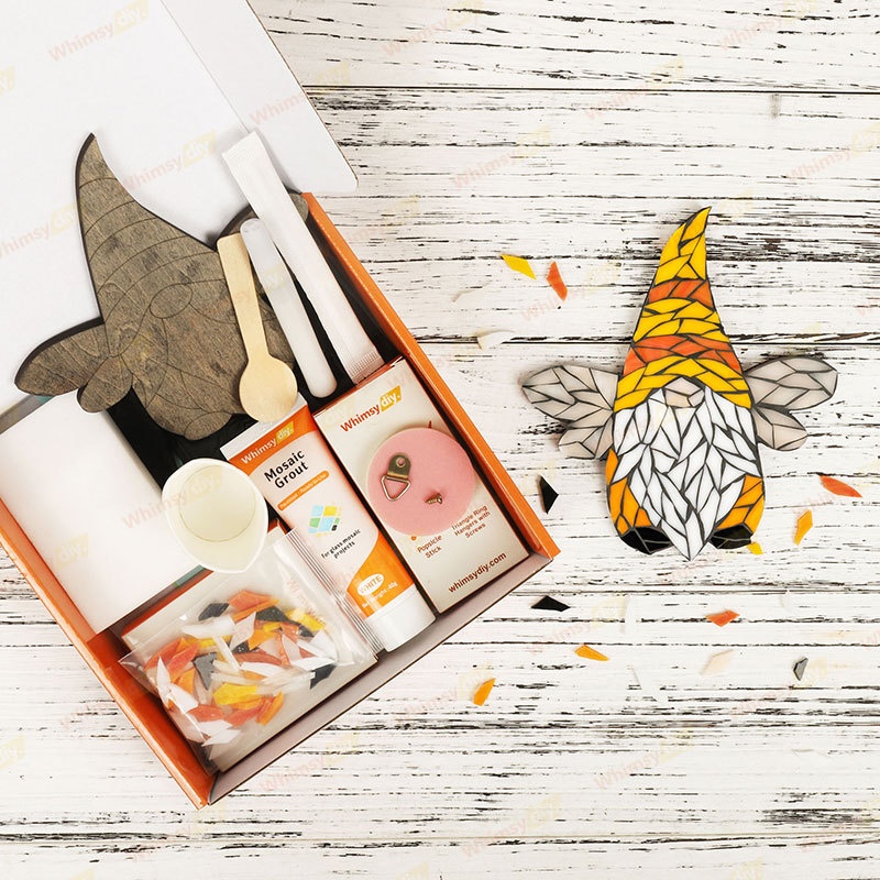 Whimsy DIY Yellow Fairy Gnome Glass Mosaic Kit Puzzles
