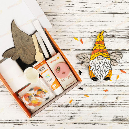 Whimsy DIY Yellow Fairy Gnome Glass Mosaic Kit Puzzles
