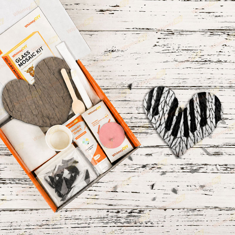 Whimsy DIY Piano Keys Heart Glass Mosaic Kit Puzzles