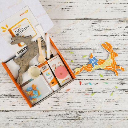 Whimsy DIY Spring Bunny-Orange Mosaic Kit Puzzles