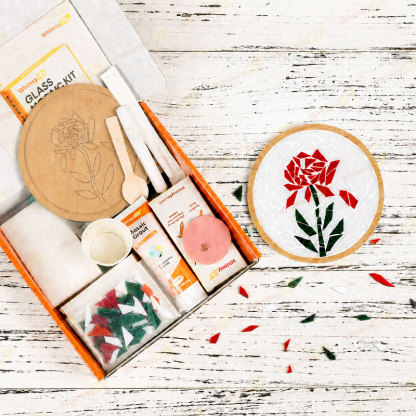Whimsy DIY Rose Coaster Glass Mosaic Kit Puzzles