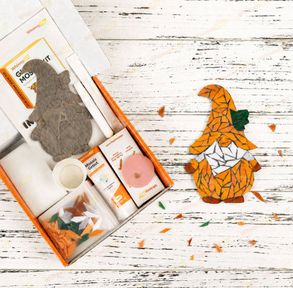 Whimsy DIY Pumpkin Gnome Glass Mosaic Kit Puzzles
