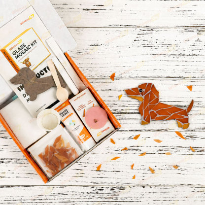 Whimsy DIY Fridge Magnet - Dachshund Glass Mosaic Kit Puzzles