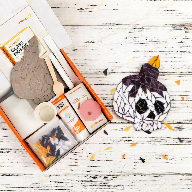 Whimsy DIY Spooky Candle Skull  Glass Mosaic Kit Puzzles