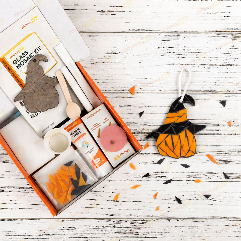 Whimsy DIY Pumpkin Ornament Glass Mosaic Kit Puzzles