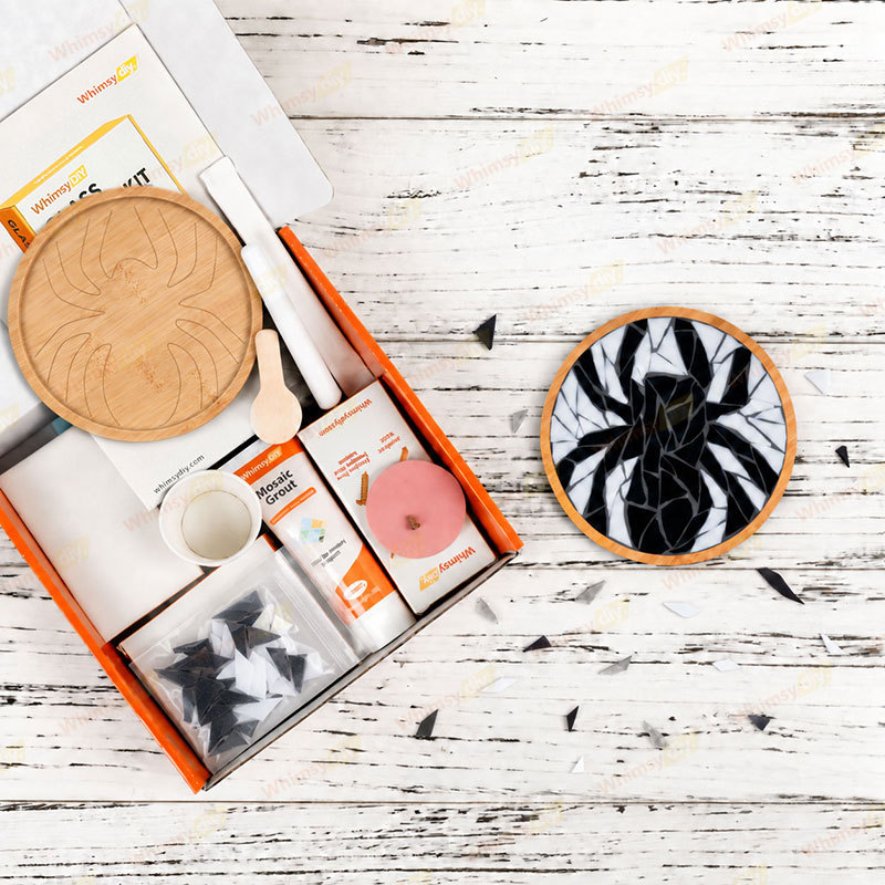 Whimsy DIY Spooky Spider Coaster Glass Mosaic Kit Puzzles