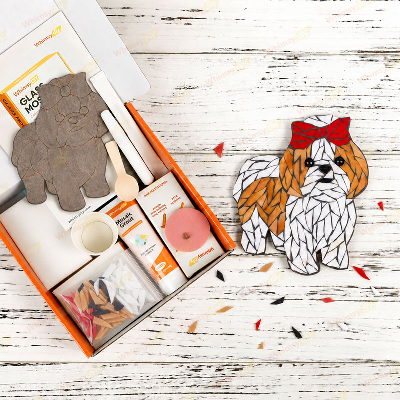 Whimsy DIY Shih Tzu with Bow Dog Glass Mosaic Kit Puzzles