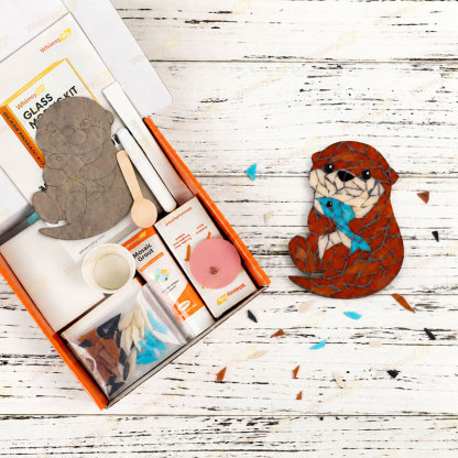 Whimsy DIY Otter With Fish Glass Mosaic Kit Puzzles