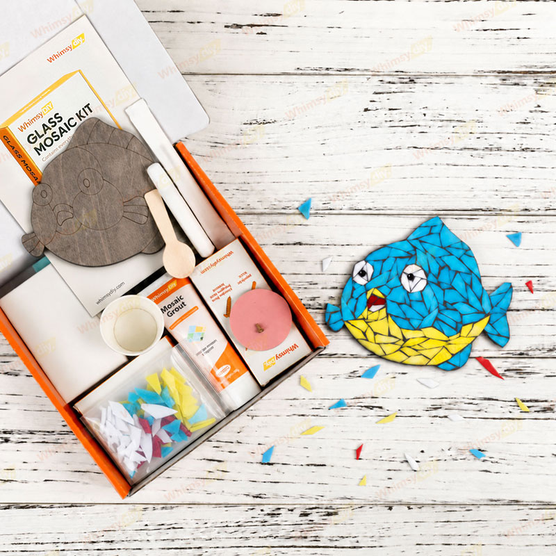Whimsy DIY Blue Fish Glass Mosaic Kit Puzzles