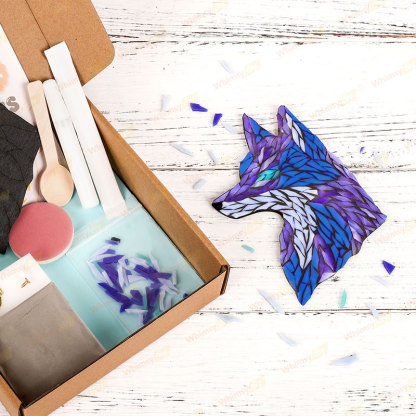 Gazing Fox Glass Mosaic Kit | DIY Arts & Crafts Kit for Adults