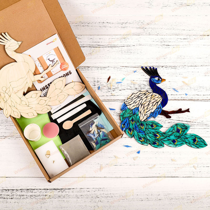 Peacock Glass Mosaic Kit | DIY Arts & Crafts Kit for Adults