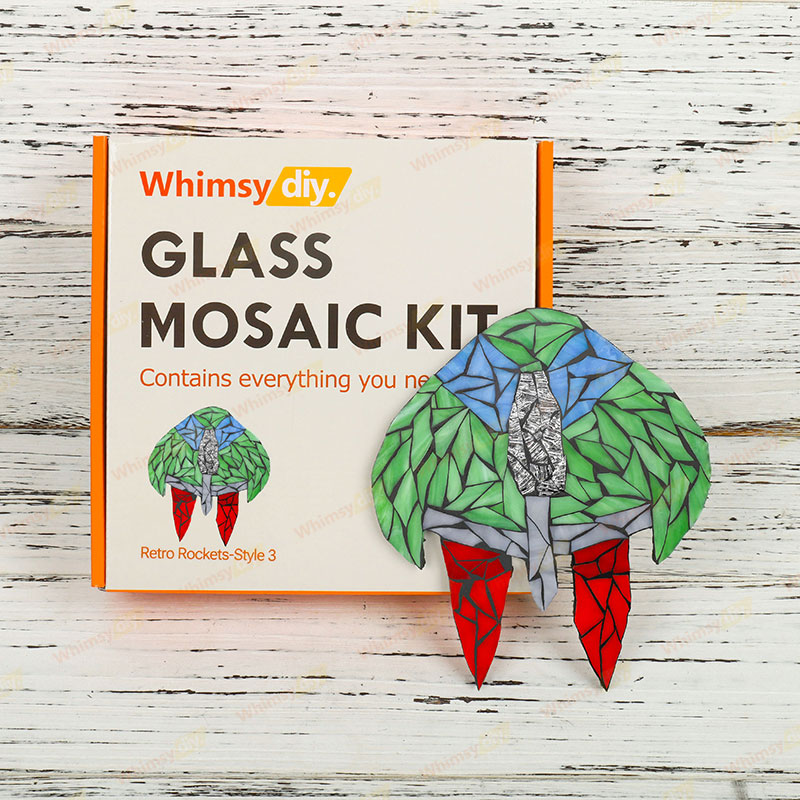 Whimsy DIY Retro Rocket-Style 3 Glass Mosaic Kit Puzzles