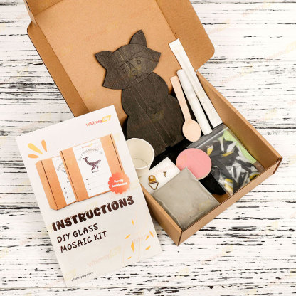 A standing raccoon Glass Mosaic Kit-Ships on 8/10