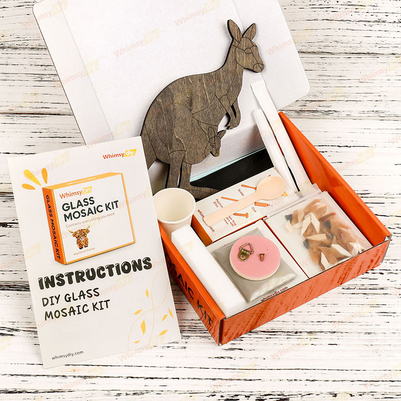 Kangaroos And Baby Mice Glass Mosaic Kit