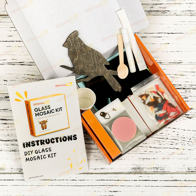 Whimsy DIY Lady Cardinal Bird Glass Mosaic Kit Puzzles