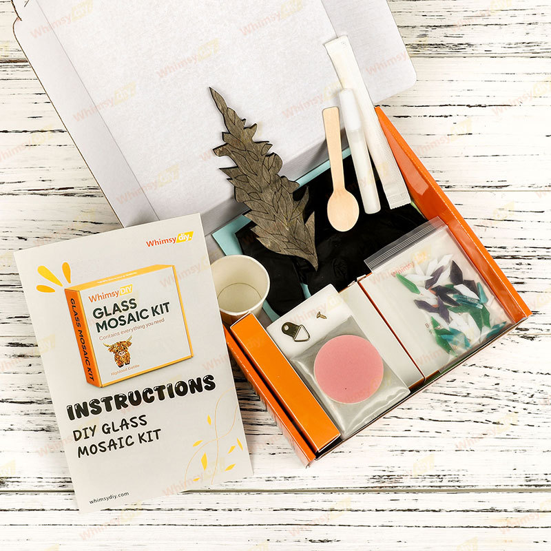 Whimsy DIY Purple Weedy Flower Glass Mosaic Kit Puzzles