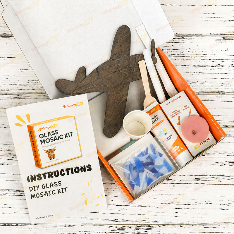 Whimsy DIY  Airplane Glass Mosaic Kit Puzzles