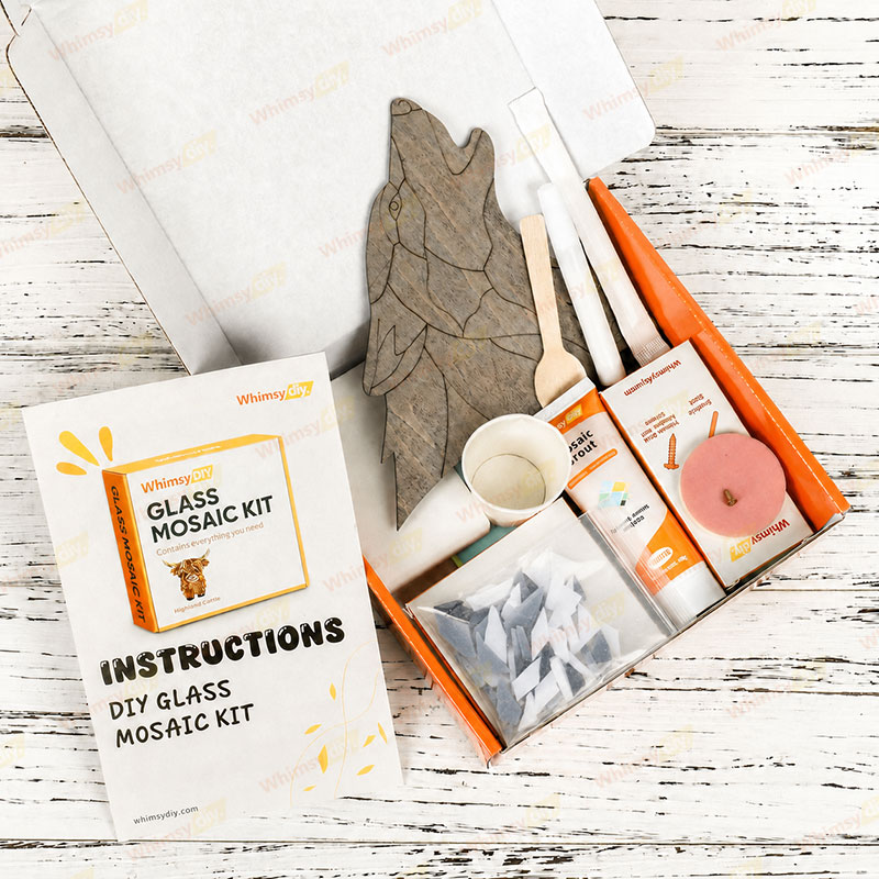 Whimsy DIY Gray Wolf Glass Mosaic Kit Puzzles