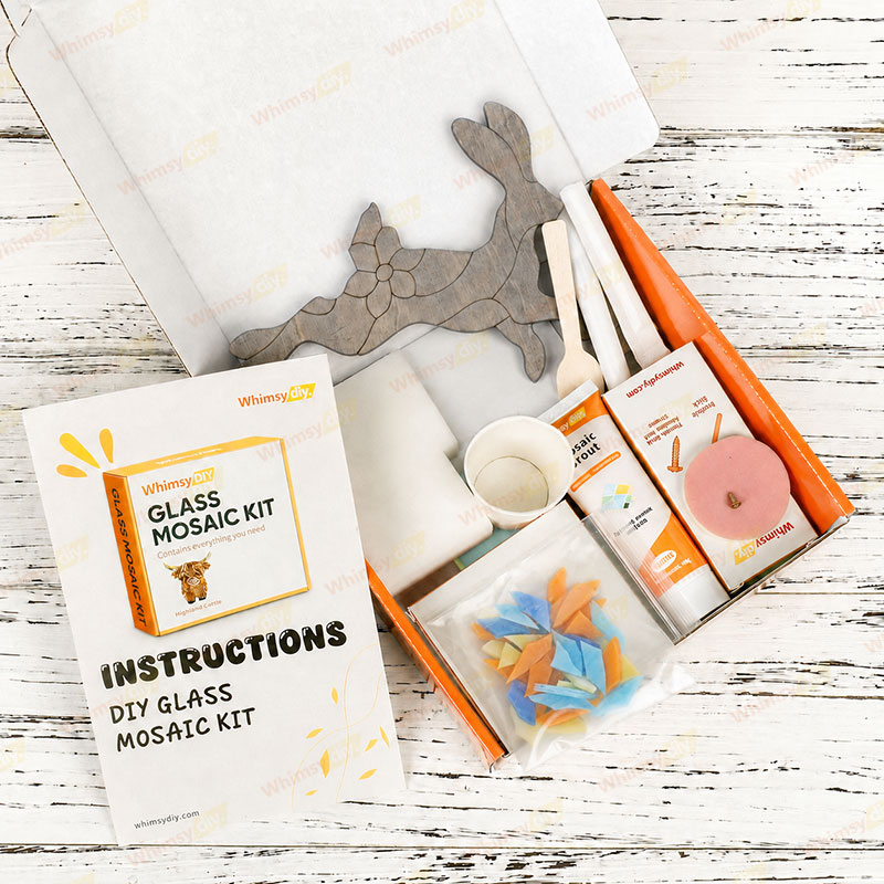Whimsy DIY Spring Bunny-Orange Mosaic Kit Puzzles