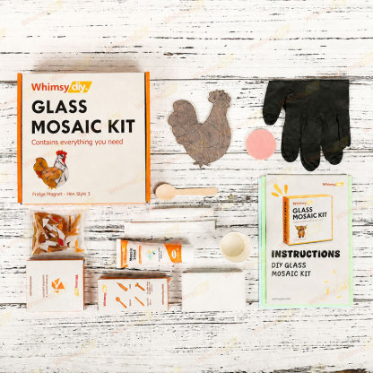 Whimsy DIY Fridge Magnet - Hen Style 3 Glass Mosaic Kit Puzzles