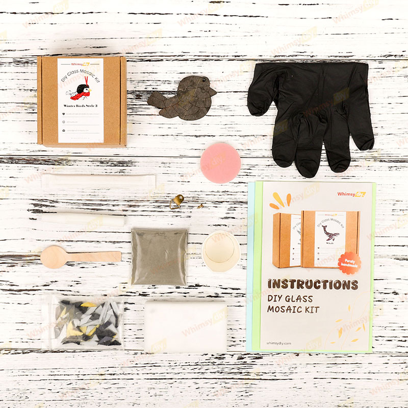 Winter Birds Christmas Ornaments Glass Mosaic Kit- Style 3