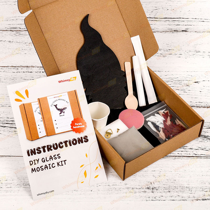 Gnome Glass Mosaic Kit | DIY Arts & Crafts Kit for Adults | Red