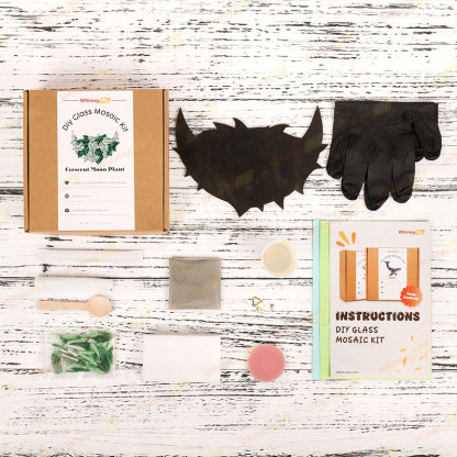 Crescent Moon Botanical Stained Glass Mosaic Kit