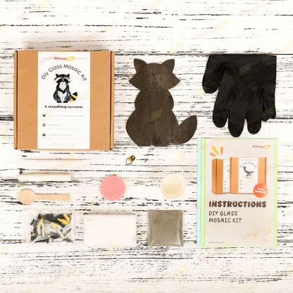 A standing raccoon Glass Mosaic Kit-Ships on 8/10